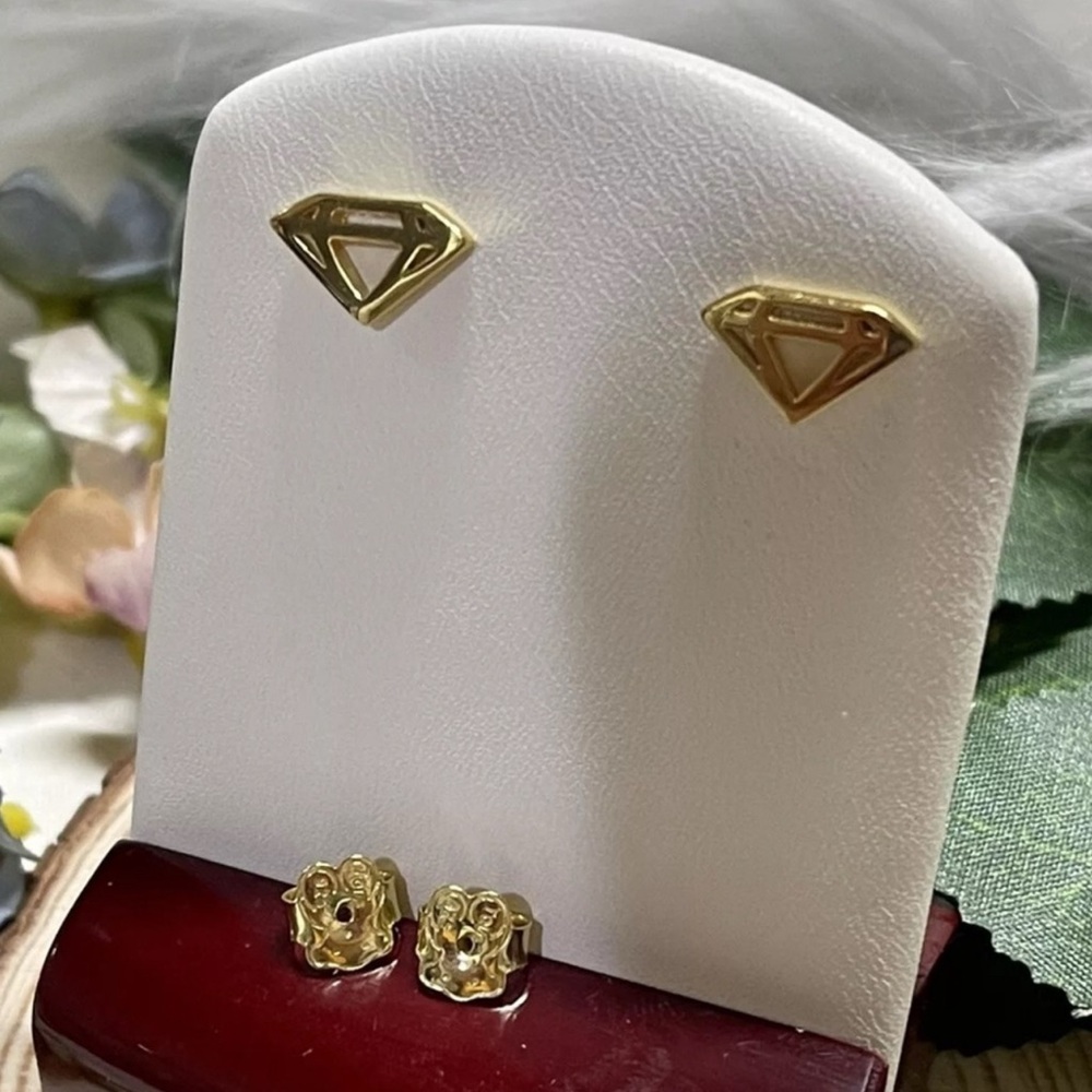 Elegant Gold Triangle Stud Earrings - image 2